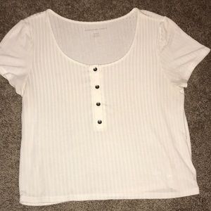 American Eagle Cream Ribbed Crop Top